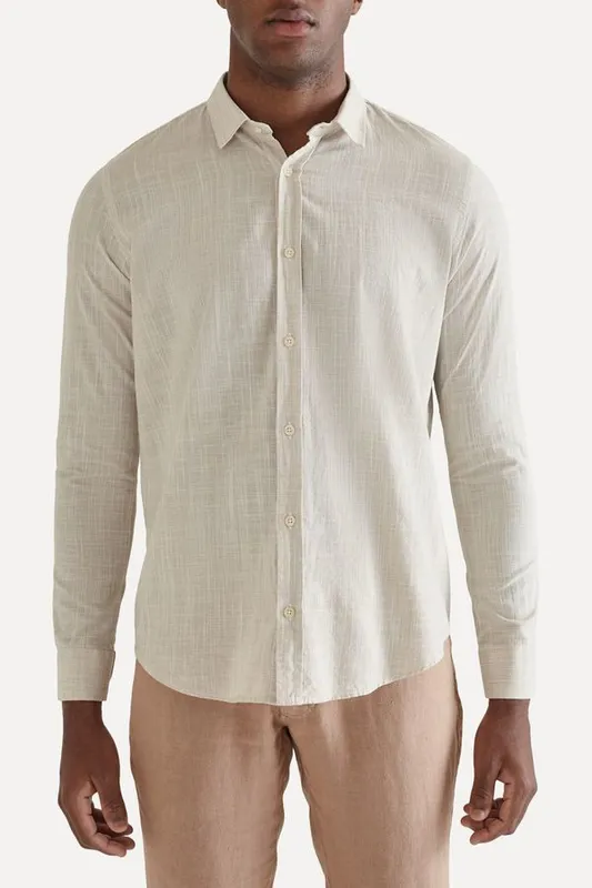 Camisa Listrada Flame Leve Areia - G