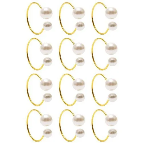 Conjunto Anéis de Guardanapo 12 Unidades Coitak Formato Pérola Ouro A-BI