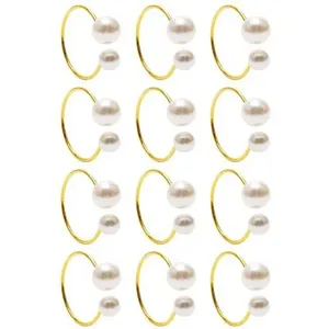 Conjunto Anéis de Guardanapo 12 Unidades Coitak Formato Pérola Ouro A-BI