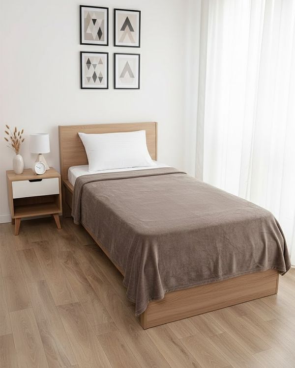 Manta Solteiro Fleece UltraSoft Arte & Cazza Bege UN