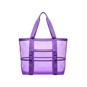 Bolsa de Praia Feminina Ke Home Sunny em Poliéster e Plástico 50x35x15cm Lilás Preto Azul Bolsa de Praia Feminina Ke Home Sunny em Poliéster e Plástico Lilás Preto Azul
