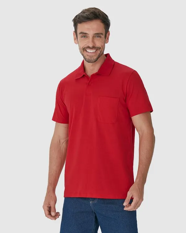 Camisa Polo Básica Masculina Gola Esporte Em Algodão Vermelho - P