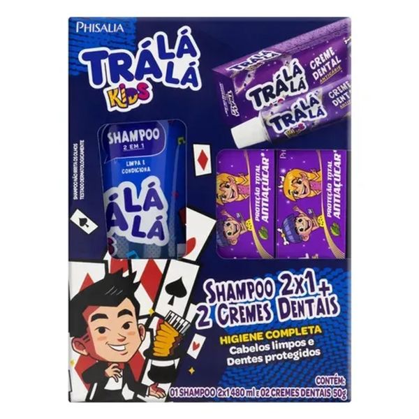 Kit Tra Lá Lá Kids Meninos Shampoo 2 em 1 480ml + 2 Cremes Dentais 50g Kit Tra La La Meninos Sh 2X1 480Ml+2 Cr Dentais 50G