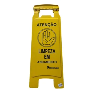 Placa De Sinalização Limpeza Em Andamento Bralimpia