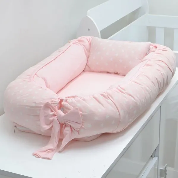 Ninho Mini Berço com almofada Estrelinha Rosa - 56C04NHM