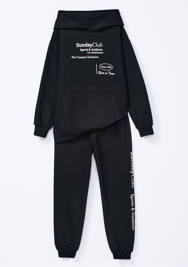 Conjunto De Moletom Infantil Menina Com Estampa - Preto 012