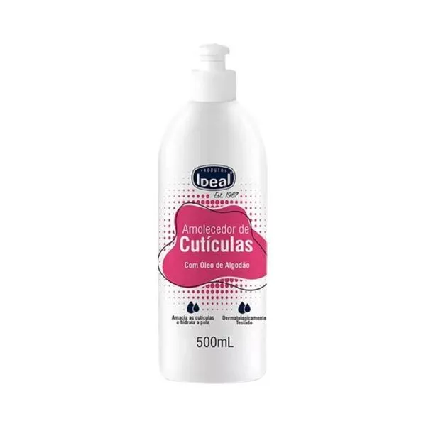 Amolecedor de Cutículas Ideal com Óleo de Algodão 500ml Amolec Cut Ideal 500ml C/Ol.Algodao