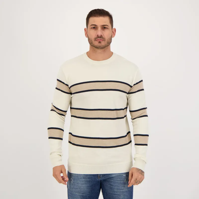 Suéter Balboa Basic Listrado Off White