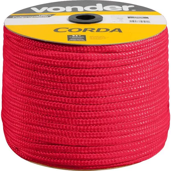 Corda Multifilamento Trançada 10mm x 190m Vermelha - VONDER