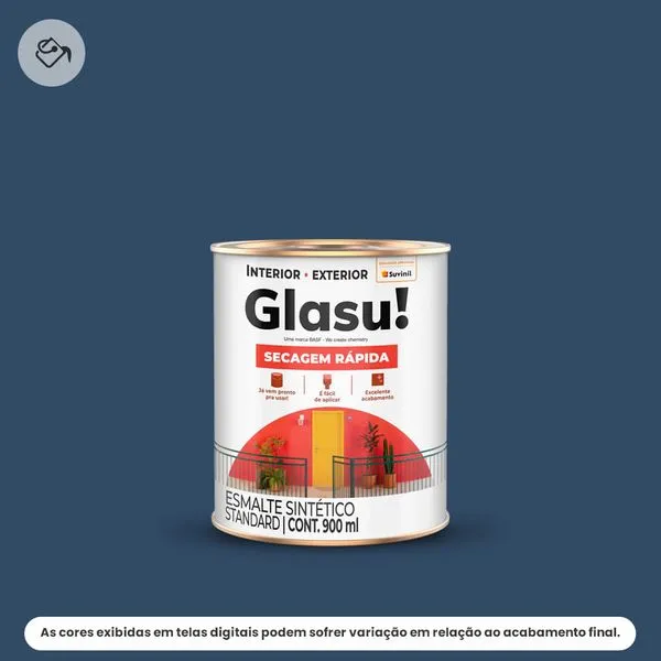Tinta Esmalte Sintético Standard Brilhante Glasu Suvinil 900ml Secagem Rápida Azul Del Rey (MP)