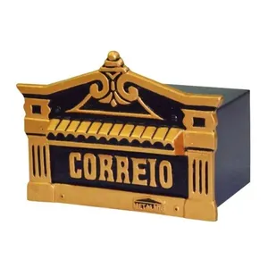 Caixa de Correio para Cartas Mineira Ouro Detras 20x25x12cm em Alumínio Fundido Dourado Metalmig Caixa de Correio para Cartas Mineira Ouro Detras 20x25x12cm Dourado Metalmig