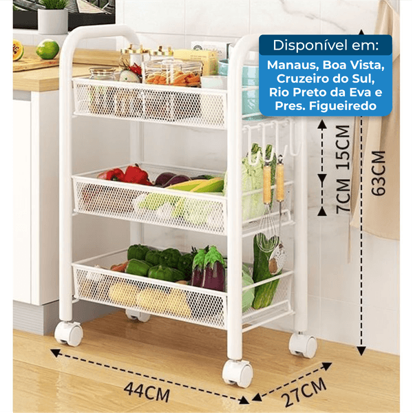 Carrinho Tao Para Cozinha Multicamadas Doméstico Branco T-BI
