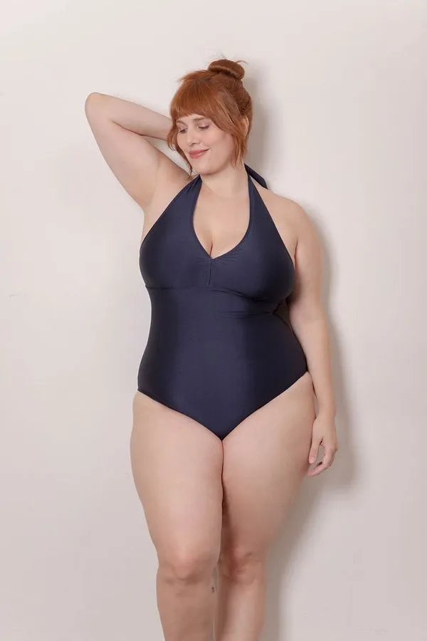 Maiô Frente Única Plus Size Marinho-GG