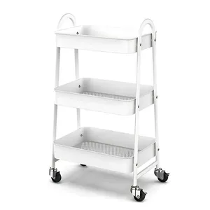 Prateleira De Metal Multiuso 3 Andares Com Rodinhas - Branco
