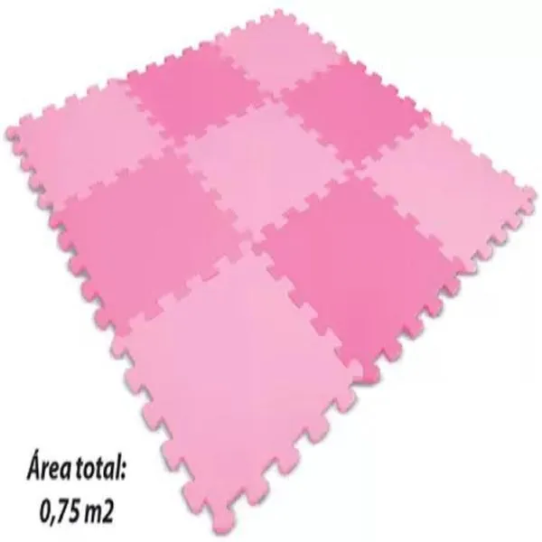 Tapete Tatame 9 Peças Mingone Rosa 29x29cm Área Coberta De 0,75m² 193 (MP)