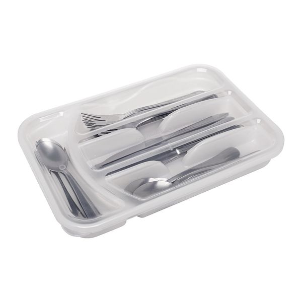 Porta Talher Organizador de Gaveta Jaguar Plástico com Tampa Branco