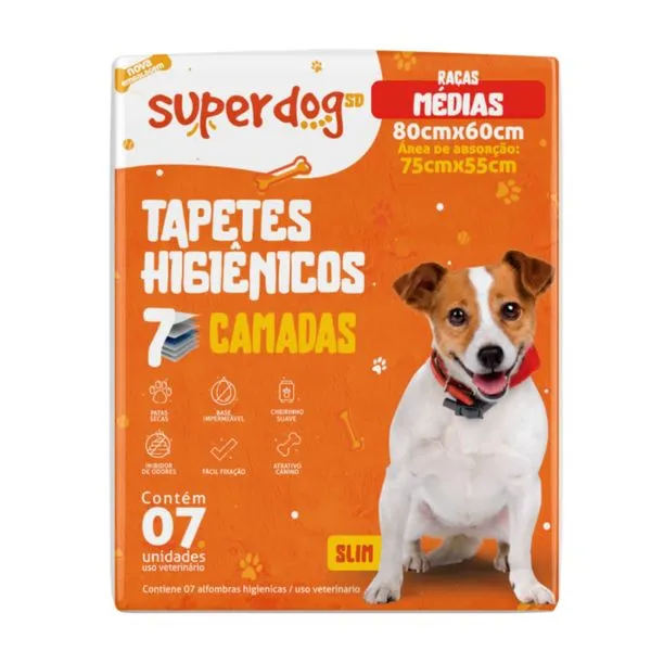 Tapetes Higiênicos Super Dog Raças Médias 7 Unidades