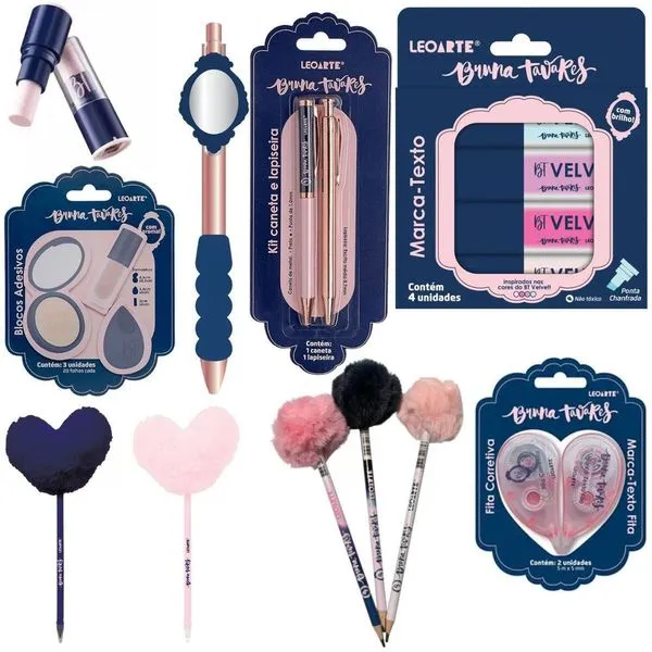 Kit de Papelaria Leoarte Bruna Tavares Completo com 8 Itens para Escritório e Estudos Kit de Papelaria Leoarte Bruna Tavares Completo com 8 Itens Diversos