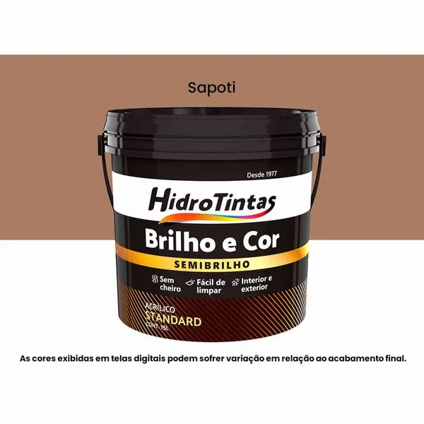 Tinta Acrílica Hidrotintas Standard Semibrilho 15L Brilho e Cor Sapoti (MP)