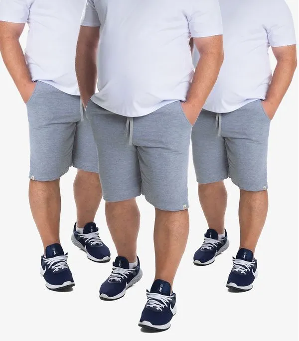 Kit 3 Bermudas Masculina Moletom Plus Size Select Cinza G1