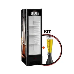 Kit Cervejeira Expositora VN28RP Optima 287L com Torre de Chopp 3,5L Porta Vidro Frost Free Preto 220V Metalfrio Cervejeira Expositora VN28RP Optima 287L com Torre de Chopp 3,5L Preto 220V Metalfrio