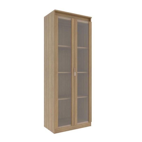 Armário Multiuso 60x160cm com 2 Portas de Vidro e 3 Prateleiras AM3111 Amêndoa