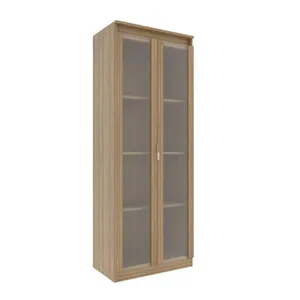 Armário Multiuso 60x160cm com 2 Portas de Vidro e 3 Prateleiras AM3111 Amêndoa