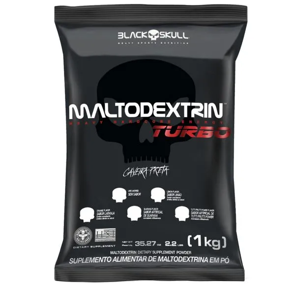 Maltodextrin Turbo - Refil 1kg - Black Skull Refil Maltodextrin Turbo Laranja 1kg