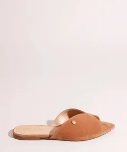 Mule Feminino Bico Fino Aberto Via Uno Bege 39