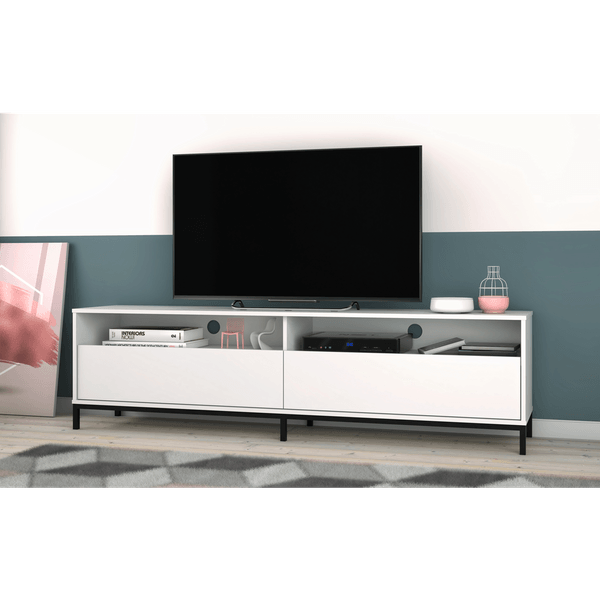 Rack em MDP para TV de até 50'', 2 Portas, 2 Prateleiras - BR 53-198 Branco / Preto