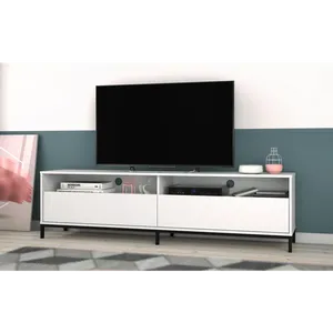 Rack em MDP para TV de até 50'', 2 Portas, 2 Prateleiras - BR 53-198 Branco / Preto