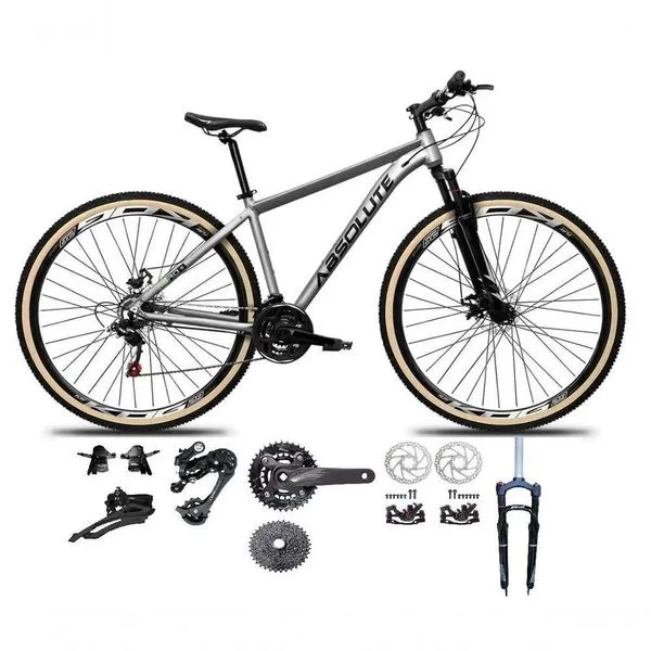 Bicicleta Aro 29 Absolute Nero 5 Kit 2x9 Gta Sunrun K7 Freio A Disco Garfo Com Trava Cinza 19