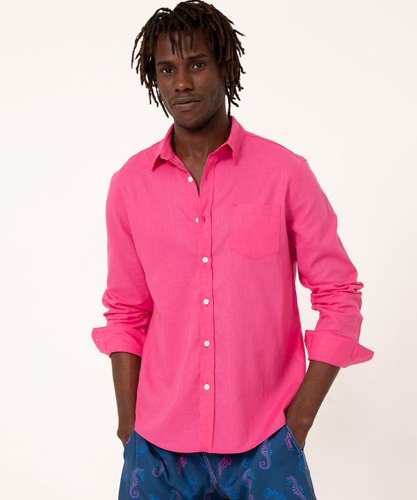 camisa comfort manga longa short co rosa G