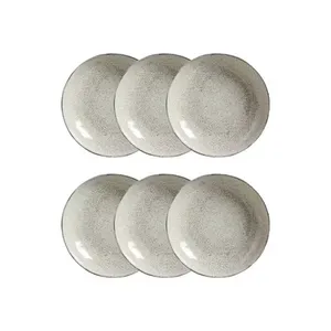 Conjunto 6 Pratos Fundos Stoneware 1,1L Bio Pistache Esmalte Reagente Porto Brasil Pistache