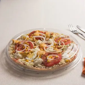 50un Bandeja Pizza Plástica Transparente G60 Rasa 30x4cm Galvanotek