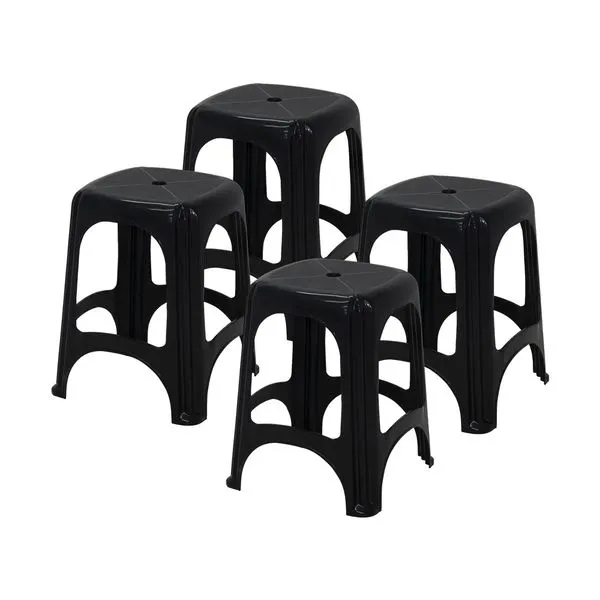 Kit com 4 Banqueta Niterói Preta - Tramontina Kit com 4 Banqueta Niterói Preta - Tramontina