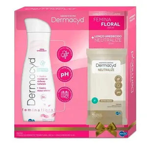 Kit Sabonete Íntimo Dermacyd Femina Floral 200ml + Lenço Íntimo Umedecido Dermacyd Neutralize com 16 unidades