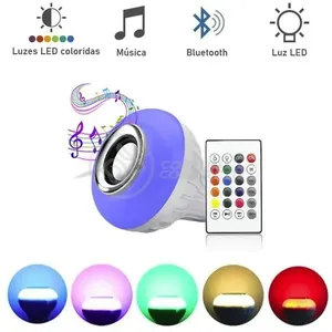Lâmpada Led 12W E27 Rgb Colorida Com Caixa De Som