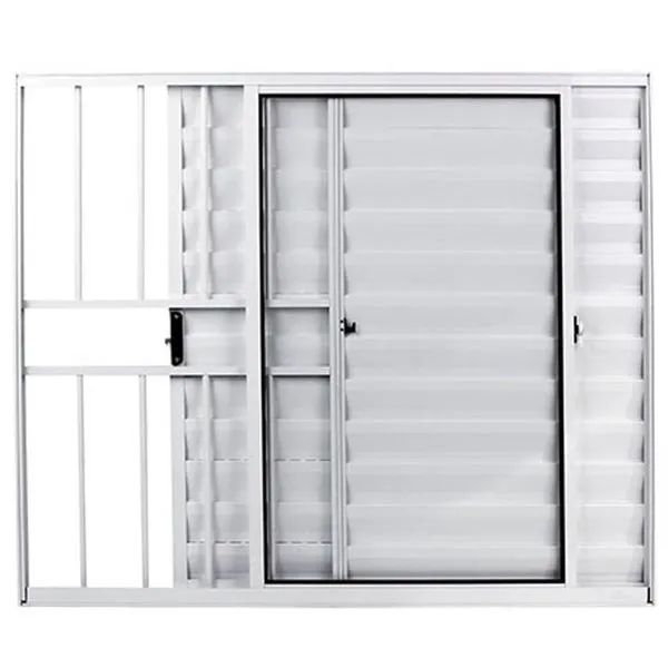 Veneziana De Alumínio Branca 3 Folhas Com Grade 100 X 100 - Facce Veneziana Aluminio 3f 100x100 Com Grade Branco