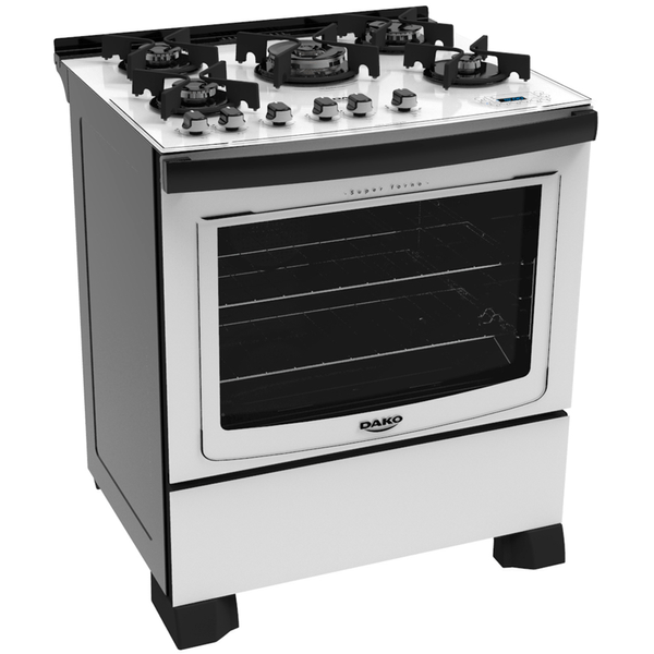 Fogão 5 Bocas de Piso Dako Turbo Glass, Branco - Dakolors DP5VTP-BT0 Bivolt