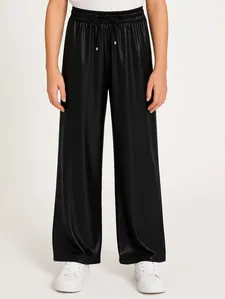 Calça Wide Leg Juvenil Para Menina - PRETO 14