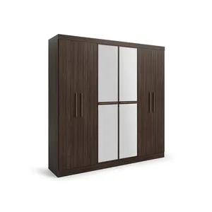 Guarda Roupa Batrol Supreme 6 Portas 4 Gavetas com Espelho Capuccino / Wood