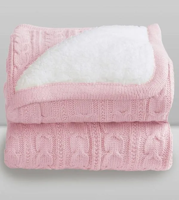 Cobertor Sherpa com Lã 75x100cm Rosa