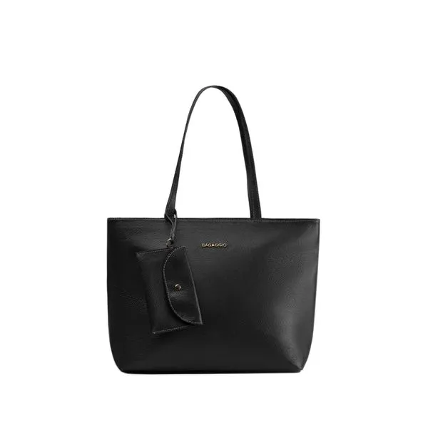 Bolsa de Ombro Feminina de Grande Tote Couro Basic Preta 0280798458001