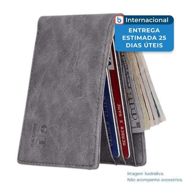Carteira Gostwo Slim Bifold Couro Cinza A-MBI