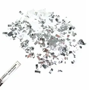 Kit 2 Lança Confete Prateado Metalizado 30cm