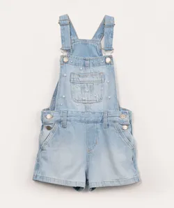 jardineira infantil jeans com pérola azul claro 12