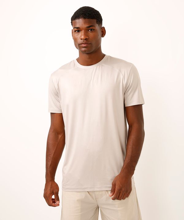 camiseta esportiva slim manga curta bege M
