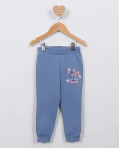 Calça Bebê Jogger Moletinho Disney Stitch & Angel Azul 2