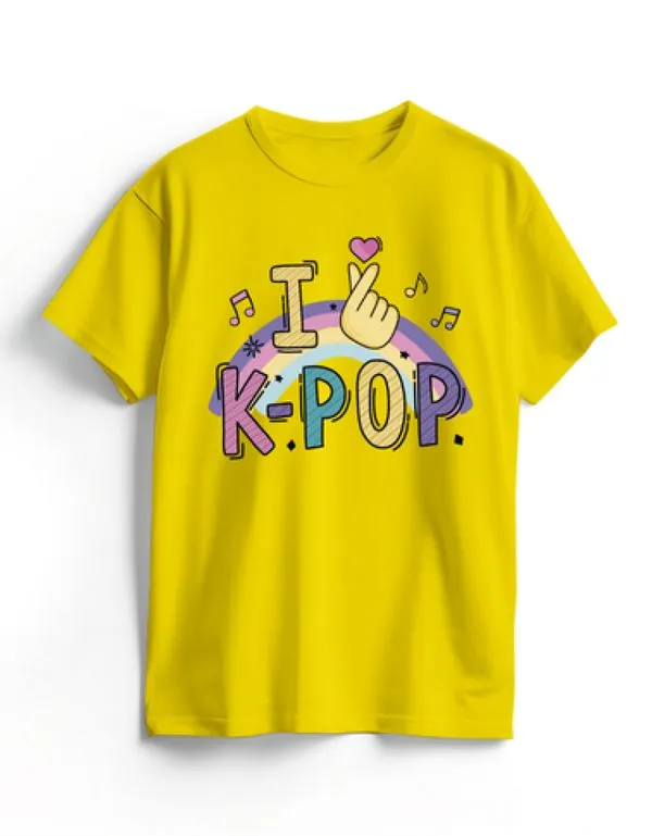 Camiseta Algodão Amarela K-Pop Finger Heart G / Amarelo